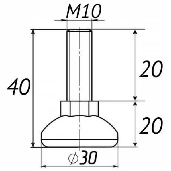 Опора регульована під М10 D30M10L40