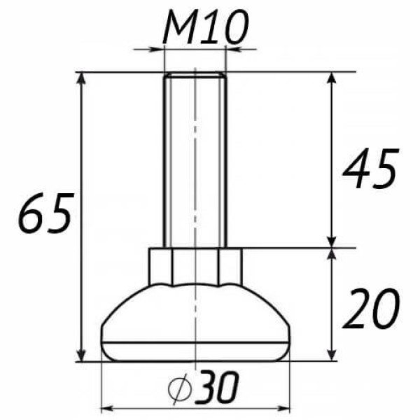 Опора регульована під М10 D30M10L65