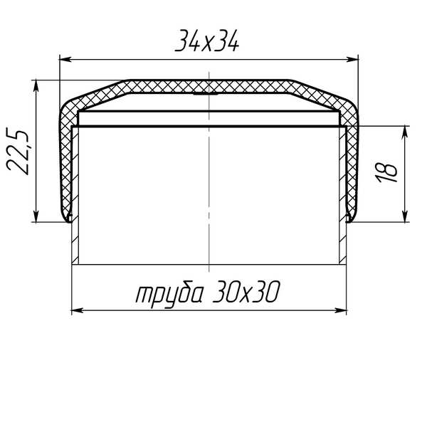 Наружная заглушка на трубу 30x30 серая