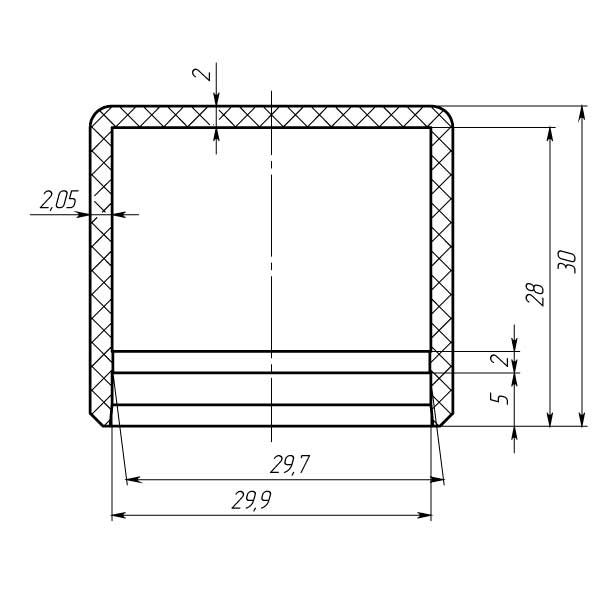 Наружная заглушка на трубу 30x30 усиленная