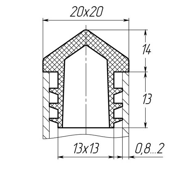 Заглушка для труби 20x20 піраміда